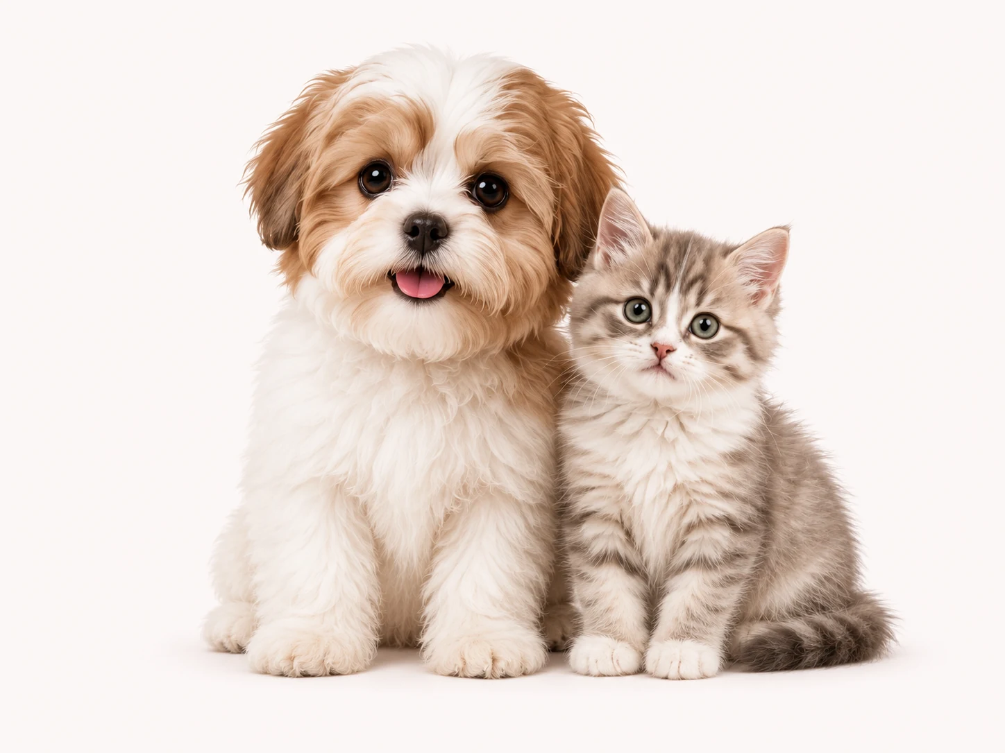 Cachorrinho e gatinho lado a lado